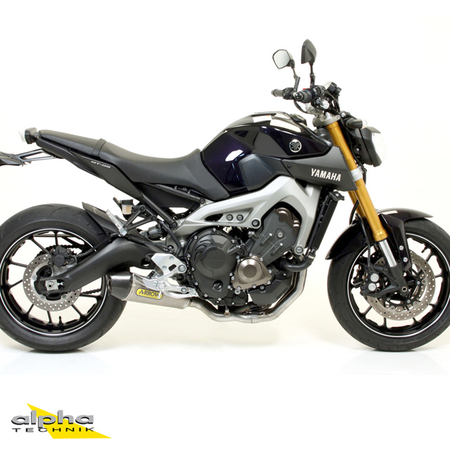 Escape ARROW X-KONE para Yamaha MT09 / Tracer 900 2013-, aluminio negro con tapa final de acero inoxidable (Solo con colector ARROW)