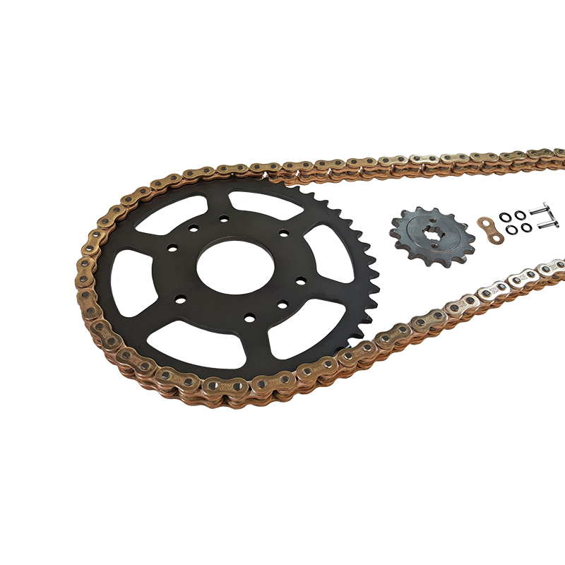 Juego de cadena EK-Chain cadena 520 MVXZ-2 para Kawasaki Versys año de modelo 2007-2014 Color Oro