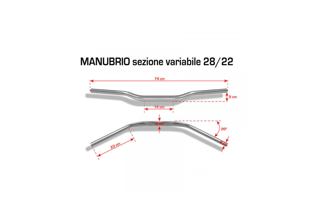 Manillar Superbike Barracuda de Aluminio Cónico 28/22mm Rojo