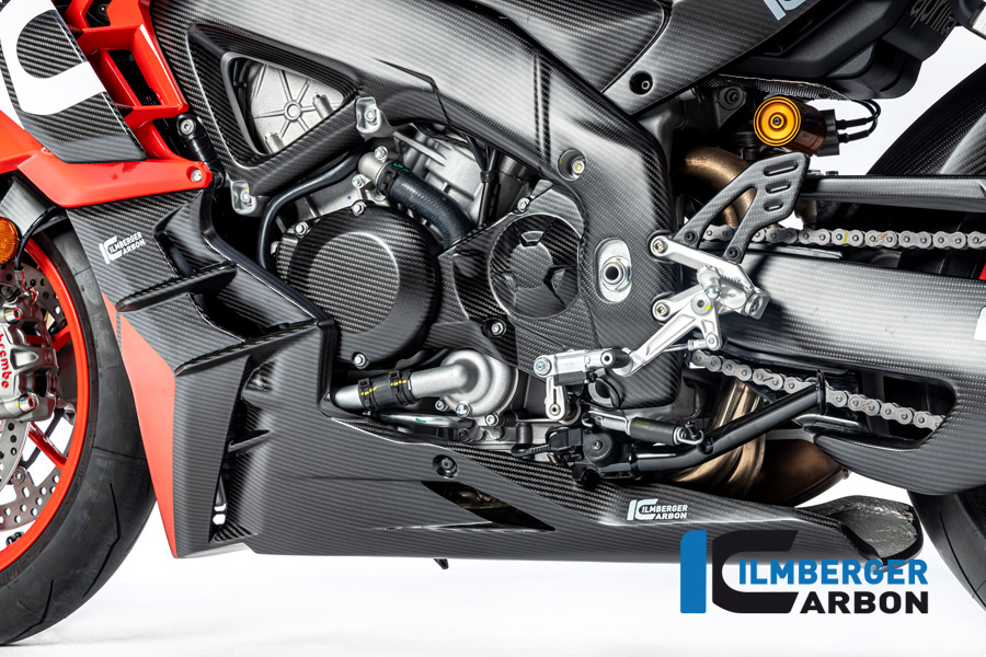 Spoiler de motor de carbono Ilmberger completo versión larga mate para Aprilia Tuono V4 2021-