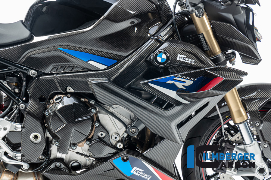 Cubierta de carbono brillante para radiador de agua Ilmberger lado derecho, BMW S1000R 2021-