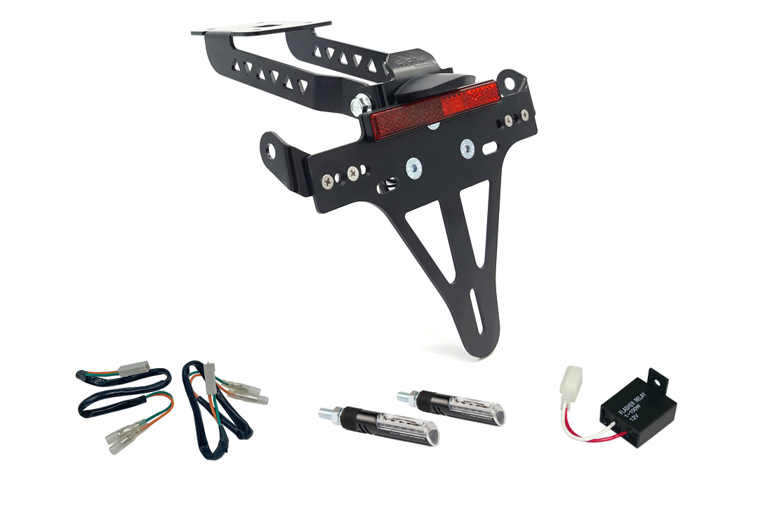 alpha Technik Kit de soporte de matrícula y luz de intermitente IDEA para Kawasaki Z650 y Ninja 650 Tipo: ER650H / EX650K (Año del modelo 2017 a 2019) (Trasero)