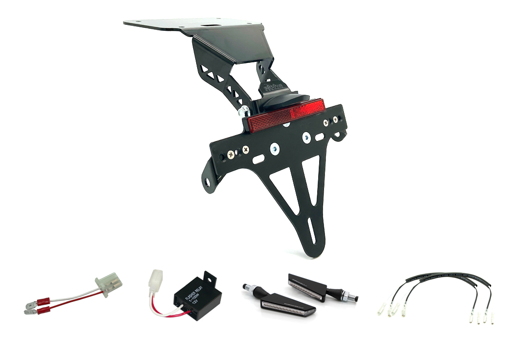 Kit de soporte de matrícula-luz de intermitente SQ-LED alpha Technik para Kawasaki Z900 Tipo: ZR900F y ZR900H a partir del año modelo 2020 (Trasero)