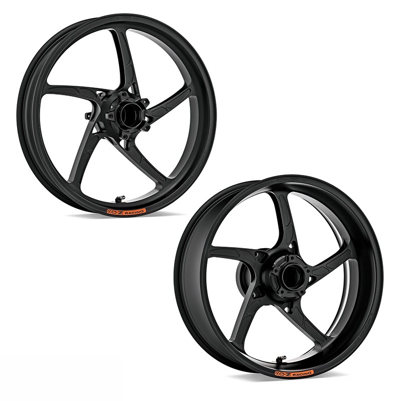 Juego de llantas de aluminio OZ Piega en negro brillante para Suzuki GSX1300R Hayabusa (solo con ABS), WVCK, 2013-2018