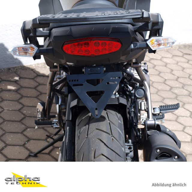 Soporte de Matrícula alpha Technik para Kawasaki Versys1000; Tipo LZT00A/B; Año del modelo 2012-2016