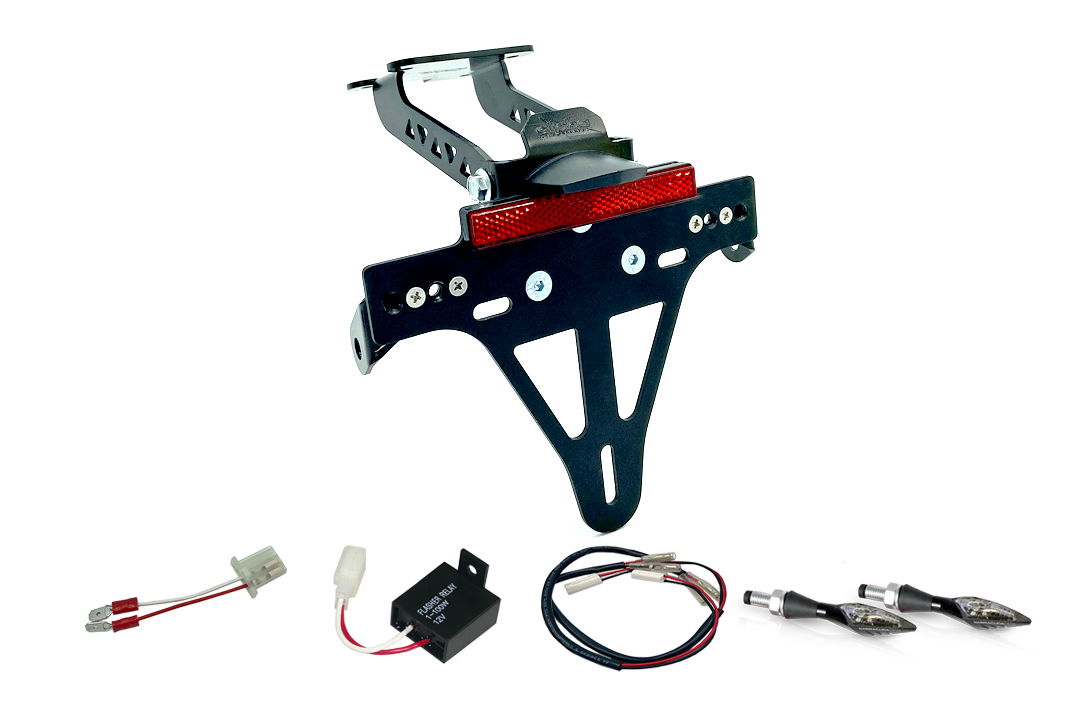 alpha Technik Kit Portamatrículas-luz de intermitente M-LED para Yamaha MT125 a partir del año de modelo 2019 (Trasero)
