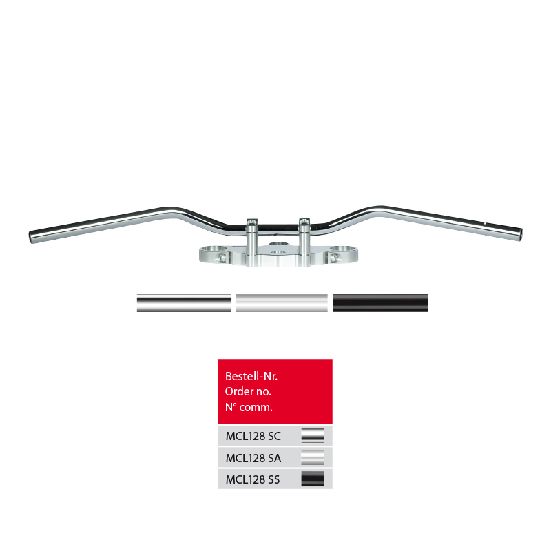 Manillar de acero TRW Superbike Sportive MCL128SS en negro
