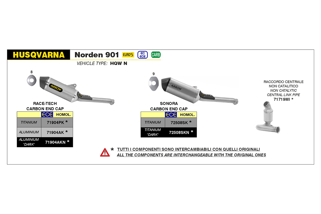 Escape ARROW SONORA Titanio para Husqvarna Norden 901 2022- / KTM 890 Adventure 2021- / KTM 790 Adventure 2019- / 890 SMT 2023-