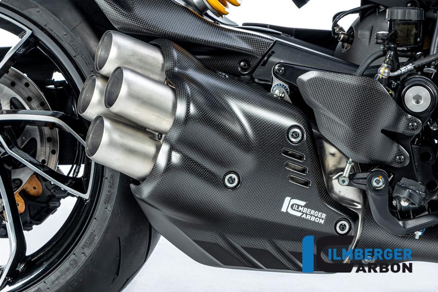 Protector térmico de escape de carbono Ilmberger para silenciador, mate, Ducati Diavel V4, 2023-
