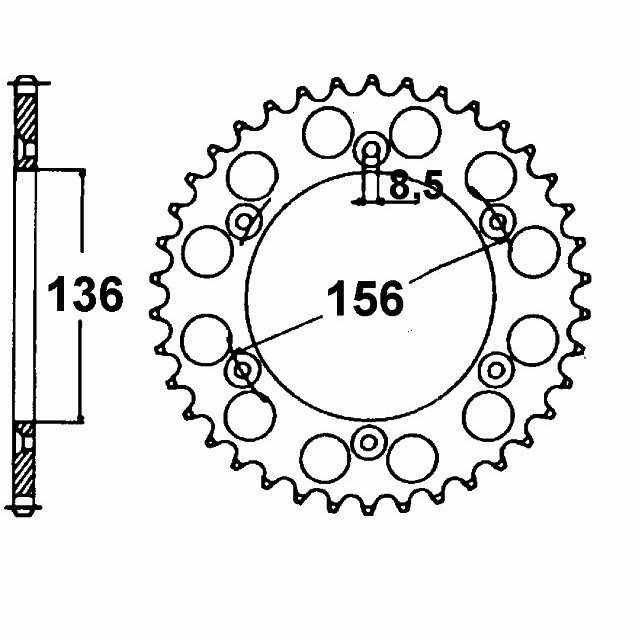 Kit de transmisión DID con cadena 520VX3, color estándar, para GasGas MC125, año del modelo 2003-