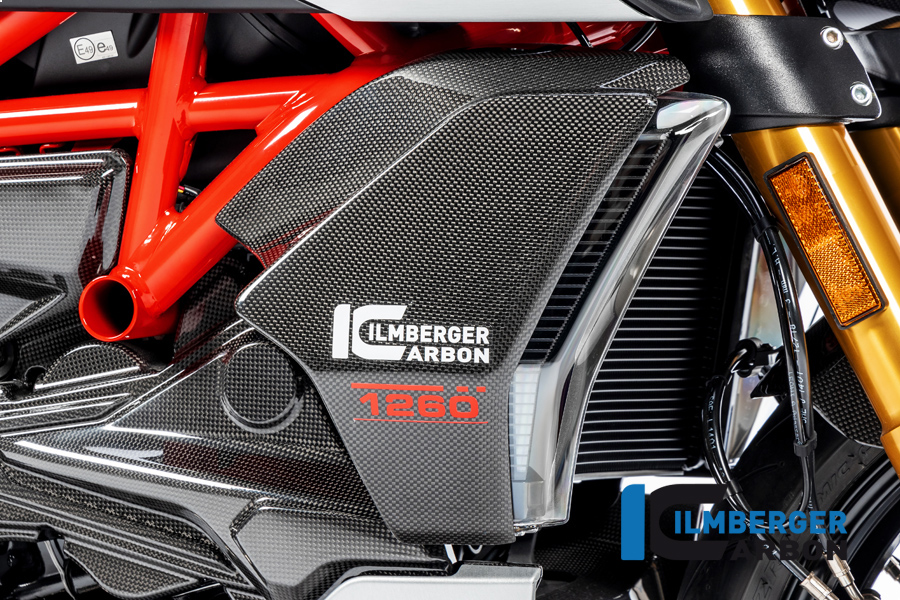 Cubierta del radiador de agua de carbono Ilmberger lado derecho, brillante, Ducati Diavel 1260, 2019-