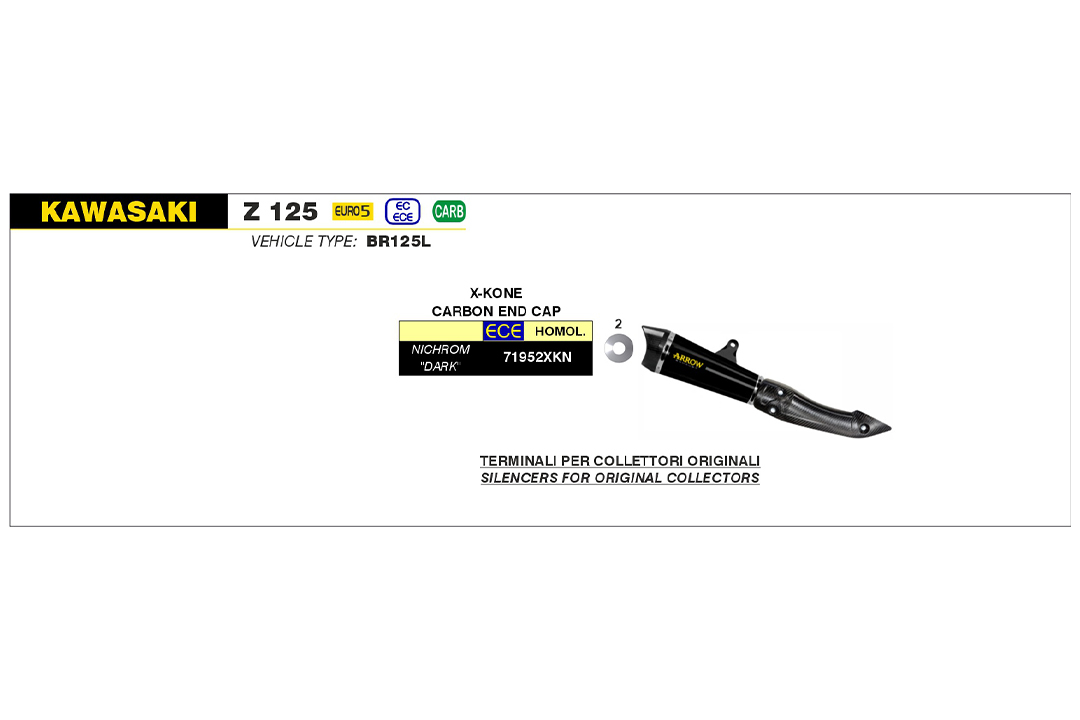 Escape ARROW X-KONE DARK NiChrom para Kawasaki Z 125 a partir del año modelo 2021-