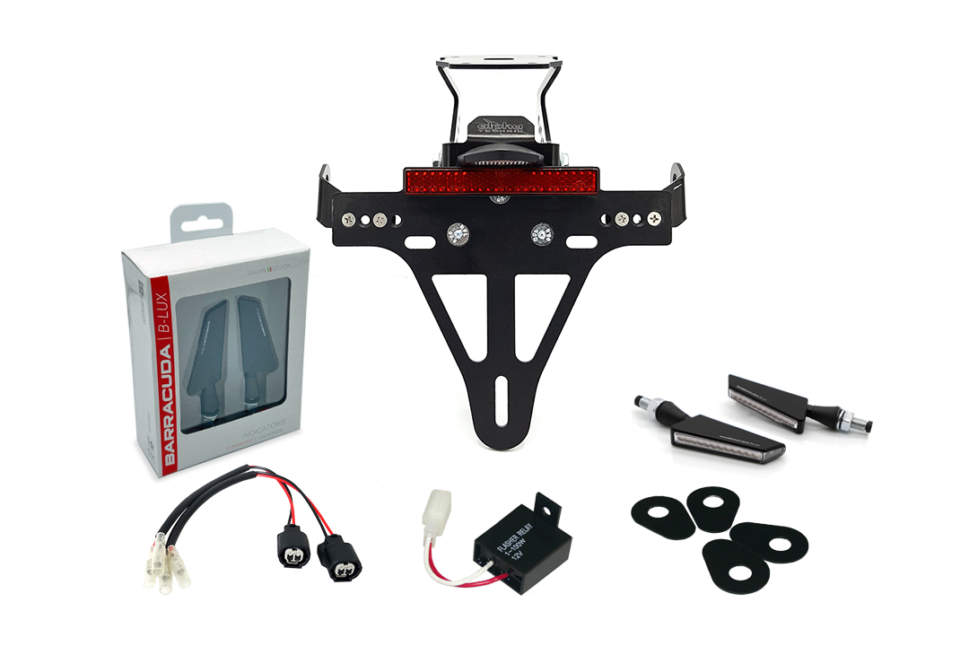 Kit Portamatrículas y luz de intermitentees SQ-LED (anterior, delanteroes + traseroes) para Kawasaki Z900RS a partir del año de modelo 2018 Tipo ZR900C y a partir del año de modelo 2021 Tipo ZR900K