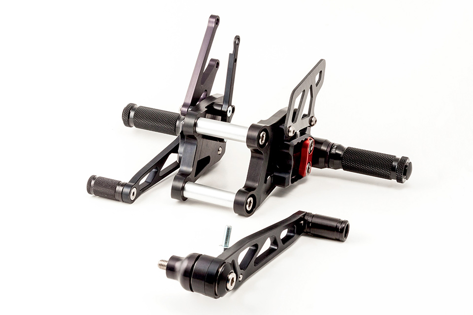 Sistema de estriberas LSL 2Slide para Honda CBR1000RR, 2006-2007, negro-rojo