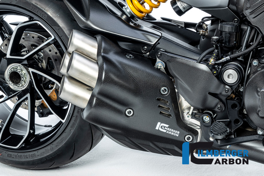 Protector térmico de escape de carbono Ilmberger para silenciador, mate, Ducati Diavel V4, 2023-