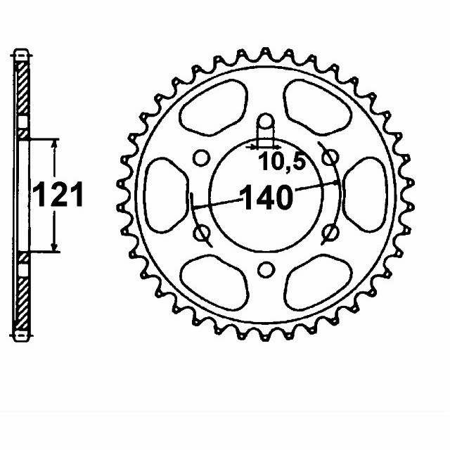 corona Acero, 42 dientes, Paso 525