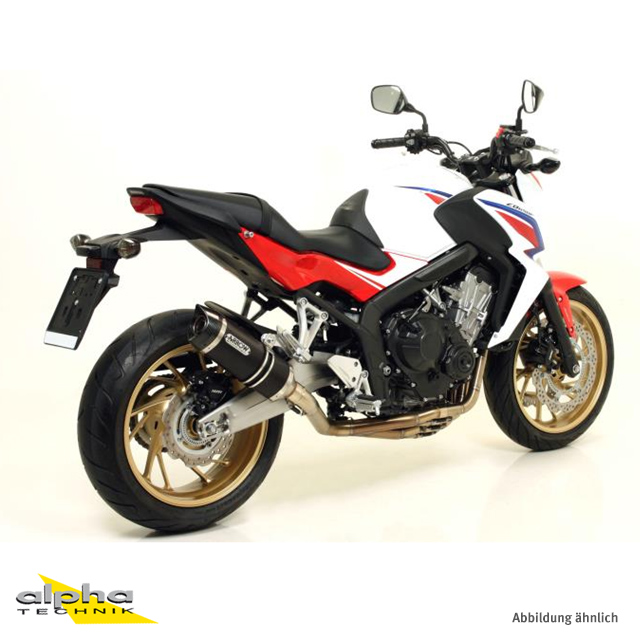Escape ARROW STREET THUNDER para Honda CBR650F 2014-, Aluminio negro con tapa de extremo de carbono (Solo con colector ARROW)