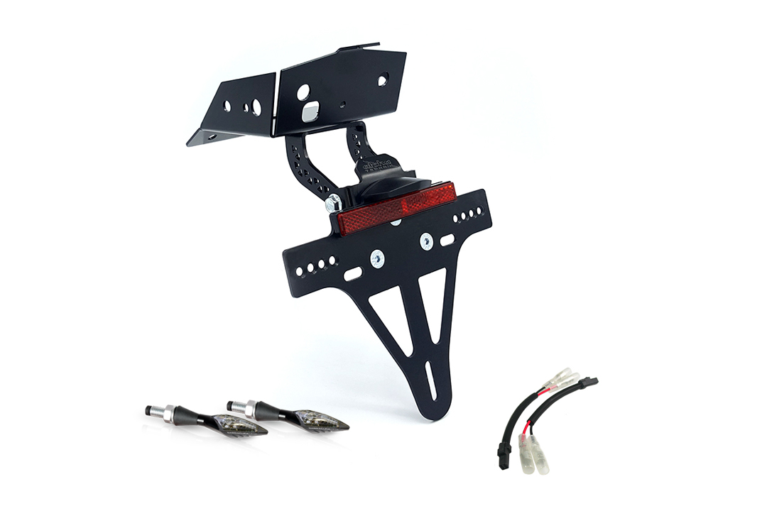alpha Technik Kit de soporte de matrícula-luz de intermitente X-LED para KTM 690 SMC R a partir del año modelo 2019 (Trasero)