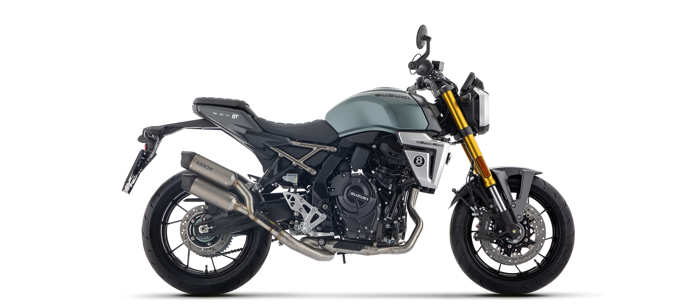 ARROW Escape ROUND-SIL Titanio para Suzuki GSX-8T, GSX-8TT, 2025-