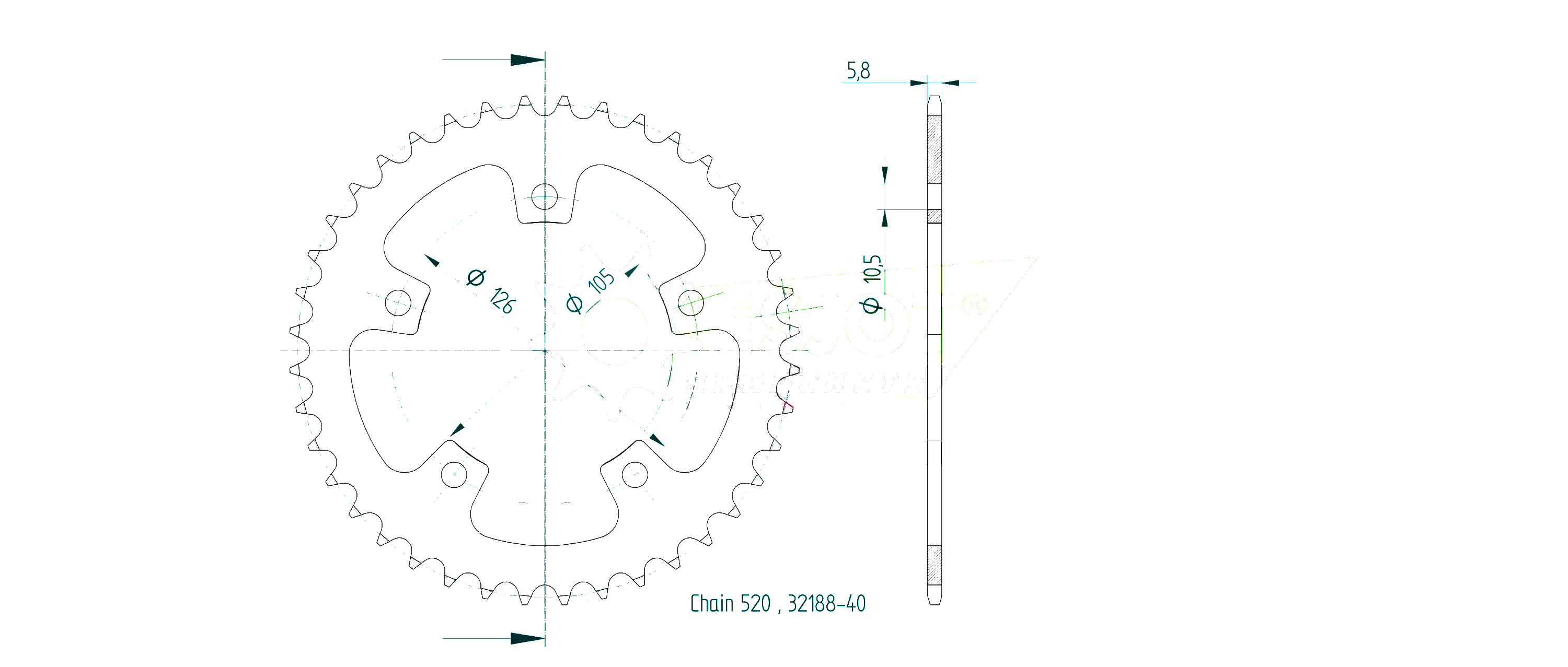 ENUMA kit de cadena 520 HO para Royal Enfield 650 Super Meteor Año del modelo 2024-