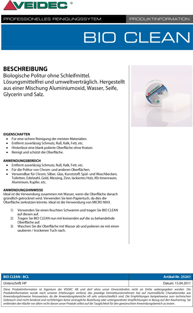 VEIDEC - Pulimento "Bio Clean"