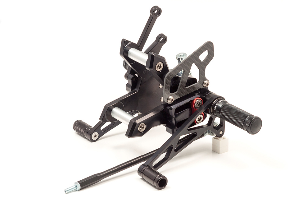 Sistema de reposapiés LSL 2Slide para Kawasaki Z750, 2007- , Z750R, 2011-, negro-rojo