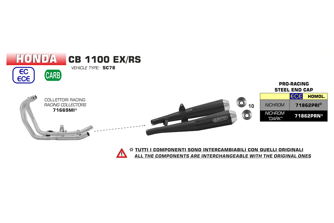 ARROW Escape DARK PRO-RACE para Honda CB1100 2017-, acero inoxidable negro