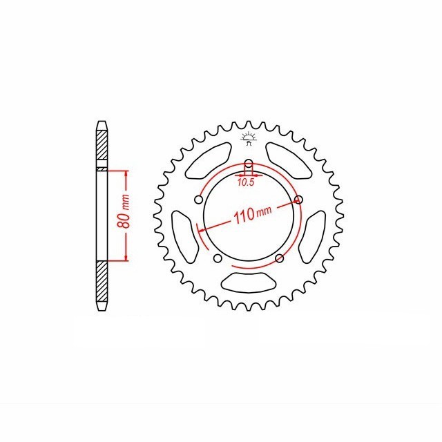 corona de acero, 39 dientes, paso 520
