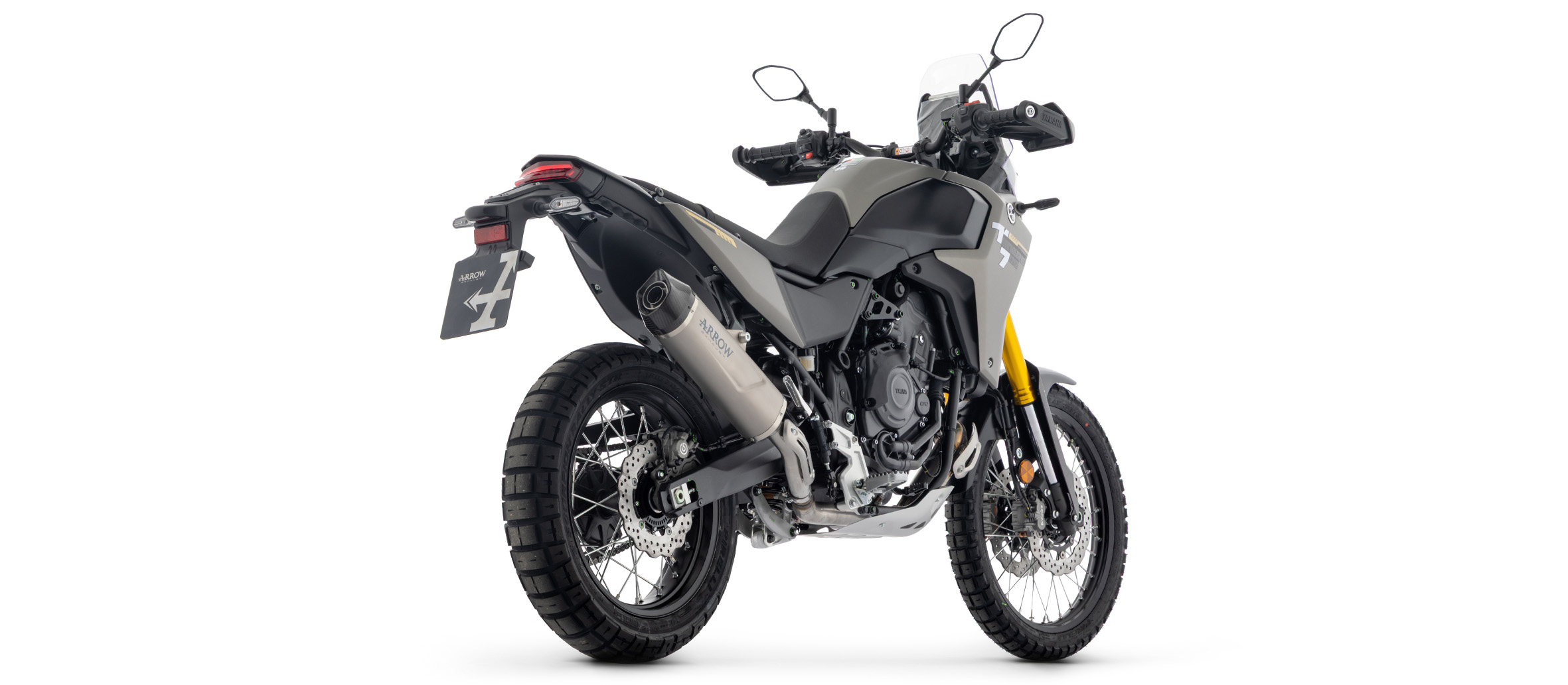 ARROW INDY RACE Silenciador final de aluminio plata con tapa de carbono para Yamaha Tenere 700 DM20 2025-