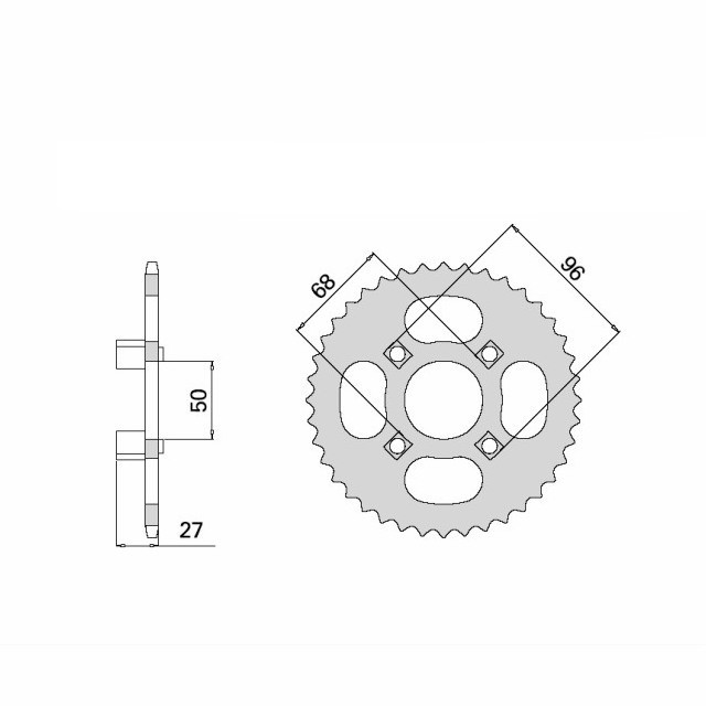 corona Acero, 44 Dientes, Paso 420