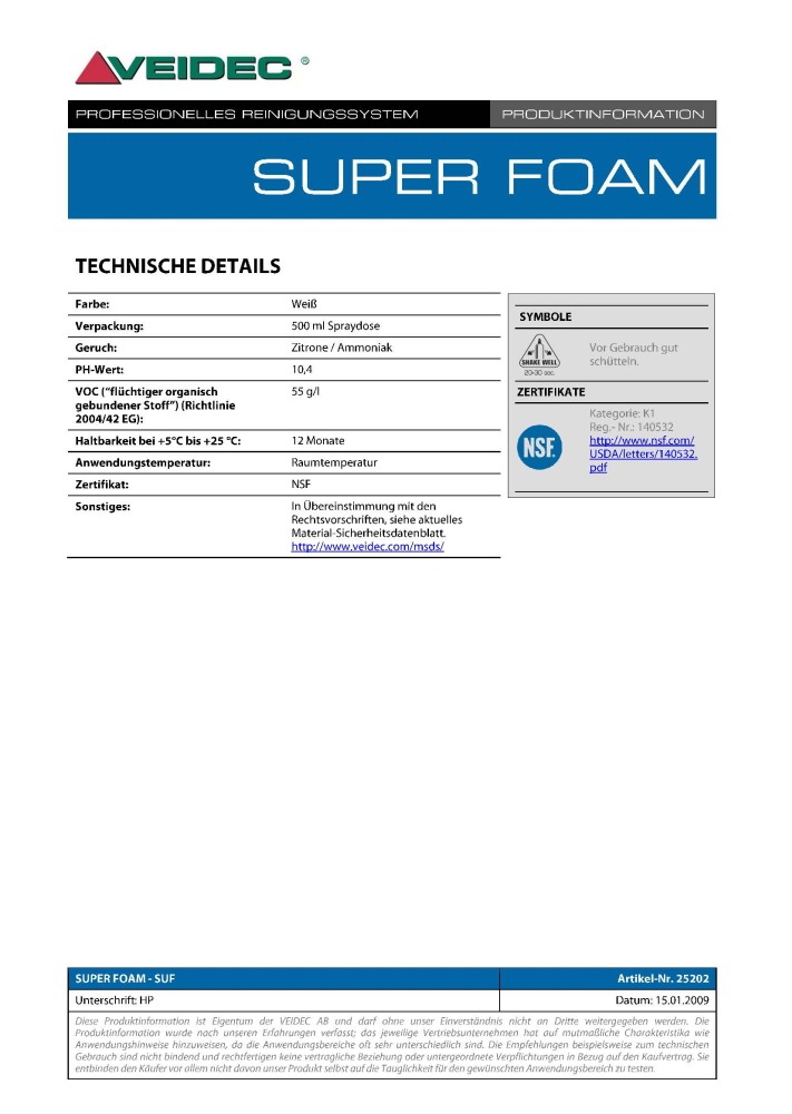 VEIDEC - Limpiador en Espuma "Super Foam 89"