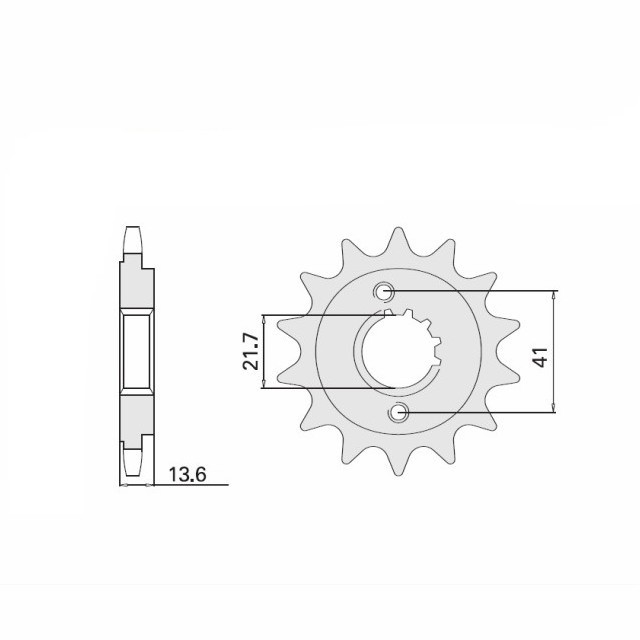 Piñón de ataque engomado, 15 dientes, paso 525