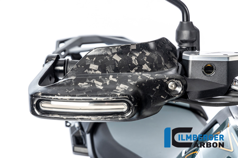 Protector de mano de carbono Ilmberger grande con soporte para luz de intermitente lado derecho, Black Diamond Carbon, mate, BMW R1300GS 2023-