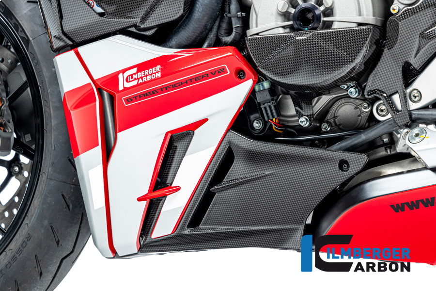 Extensión del carenado inferior de carbono Ilmberger lado izquierdo, brillante, Ducati Streetfighter V2, 2022-