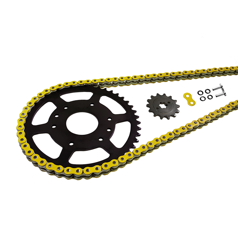Juego de cadena EK-Chain 525 MVXZ-2 para Cagiva Canyon 900 a partir del año de modelo 1998- Color Amarillo