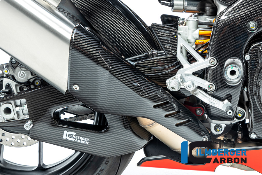 Protector térmico de escape de carbono Ilmberger anterior, delanteroe brillante para Aprilia RSV4 / Tuono V4 2021-