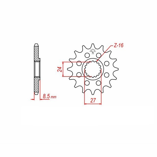 Piñón, 16 dientes, paso 520