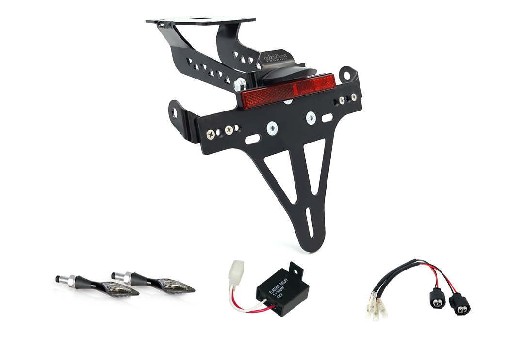 Kit de portamatrículas con luz de intermitente X-LED alpha Technik para Kawasaki Z900 a partir del modelo 2020- (Trasero)
