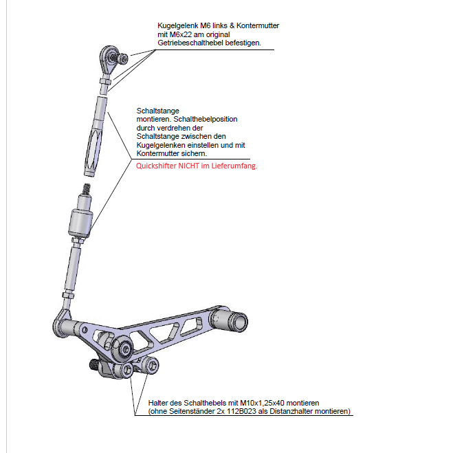 LSL juego de piezas para reequipar Cambio invertido, varilla de cambio para Quick Shifter, Street Triple R 13-