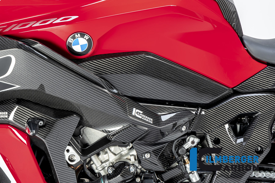 Tapa lateral de carbono Ilmberger en el depósito de gasolina (inferior) lado izquierdo, brillante, BMW S1000XR 2020- M1000XR 2024-