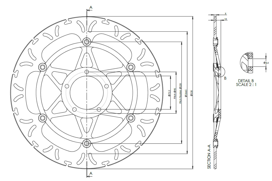 alpha Technik disco de freno Omega-Design ABD33, delantero para Ducati Panigale