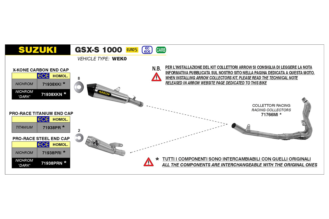 Escape ARROW X-KONE DARK NiChrom para Suzuki GSX-S1000 / GSX-S950 2021- ; GSX-S1000GX 2024-