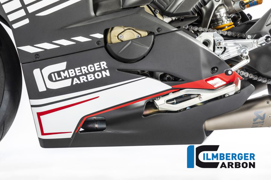 Ilmberger Carbon Parte Inferior del Carenado para Escape Akrapovic Full Race para Ducati Panigale V4 / V4S desde 2018