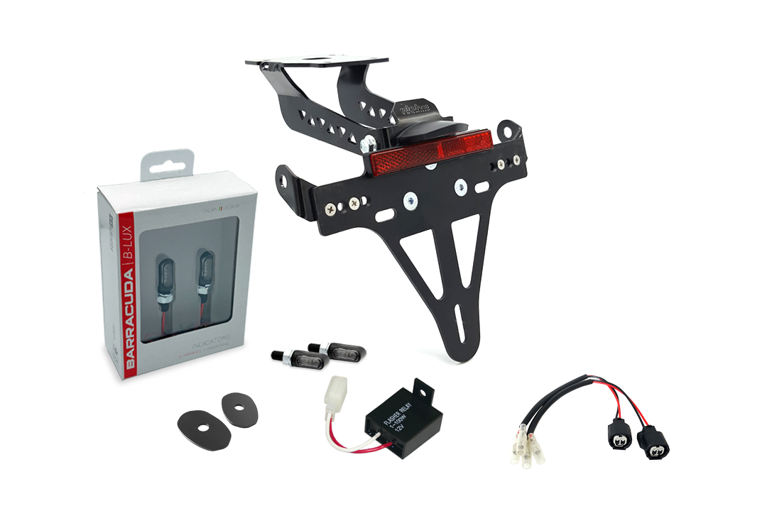 alpha Technik Kit soporte de matrícula-luz de intermitente M-LED (anterior, delanteroe + trasero) para Kawasaki Z H2 a partir del modelo 2020