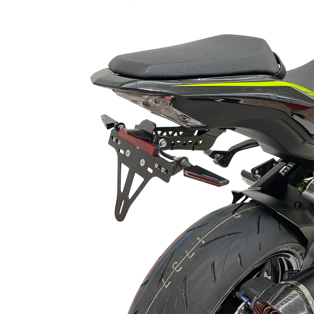 alpha Technik Kit Soporte de Matrícula y luz de intermitente SQ-LED (anterior, delanteroe + trasero) para Kawasaki Z900 Año del Modelo 2017-2019