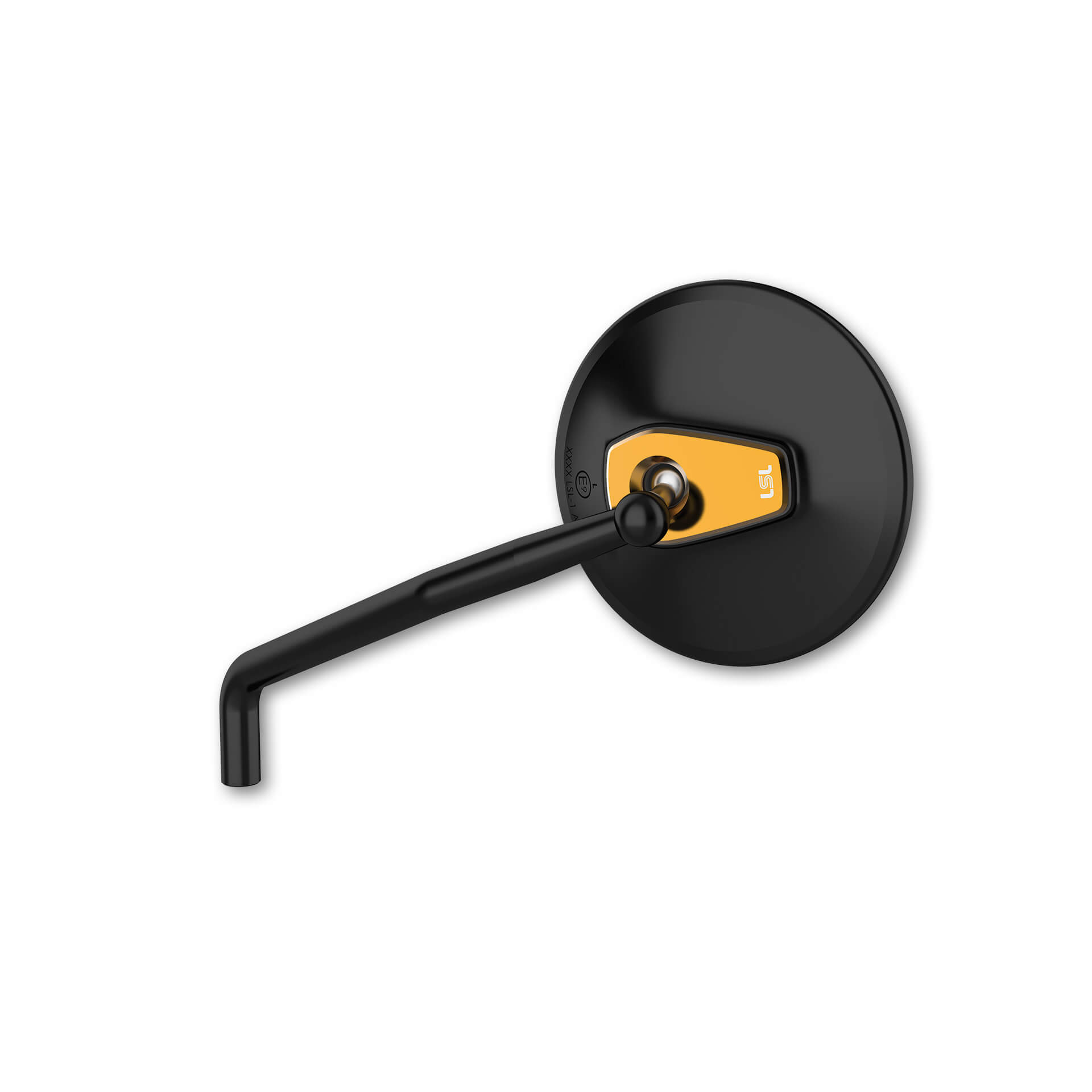 LSL manillar Espejo ERGONIA, diámetro 95 mm, negro-dorado, con homologación calle, ECE, utilizable para lado derecho y lado izquierdo, incluye: par con adaptadores para Yamaha-rosca a izquierdas