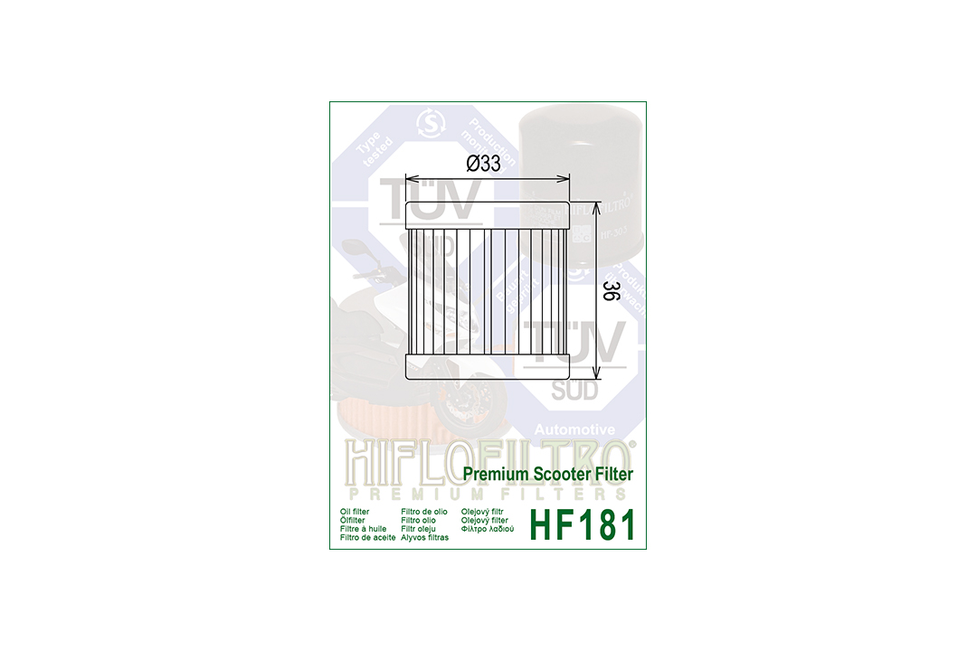 Filtro de aceite HIFLO HF181 para varios modelos Aprilia / Cagiva / Italjet / Piaggio