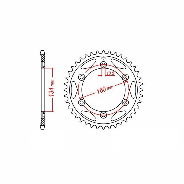 corona de Acero, 42 Dientes, Paso 530, negro
