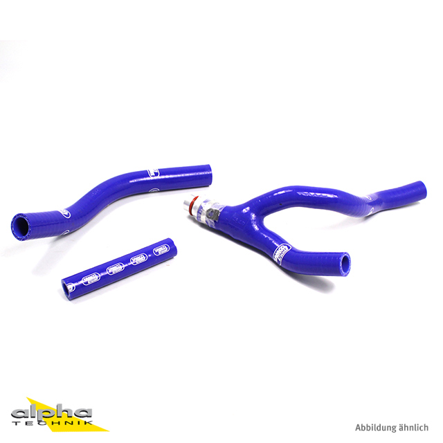 SAMCO SPORT Kit de mangueras de silicona en Y - Diseño de competición con pieza de aluminio azul para Yamaha YZ250F año de modelo 2014-2018