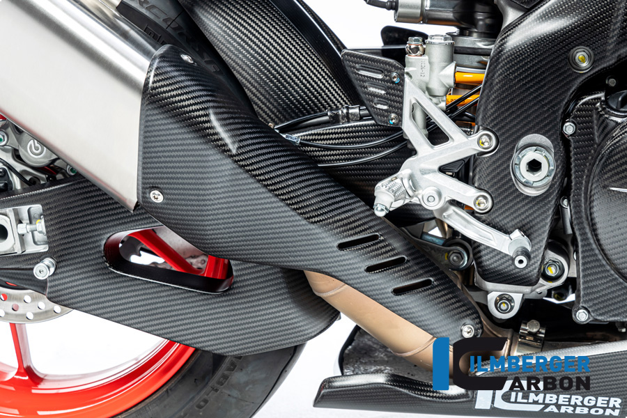 Protector de calor de escape de carbono Ilmberger anterior, delanteroe mate para Aprilia RSV4 / Tuono V4 2021-